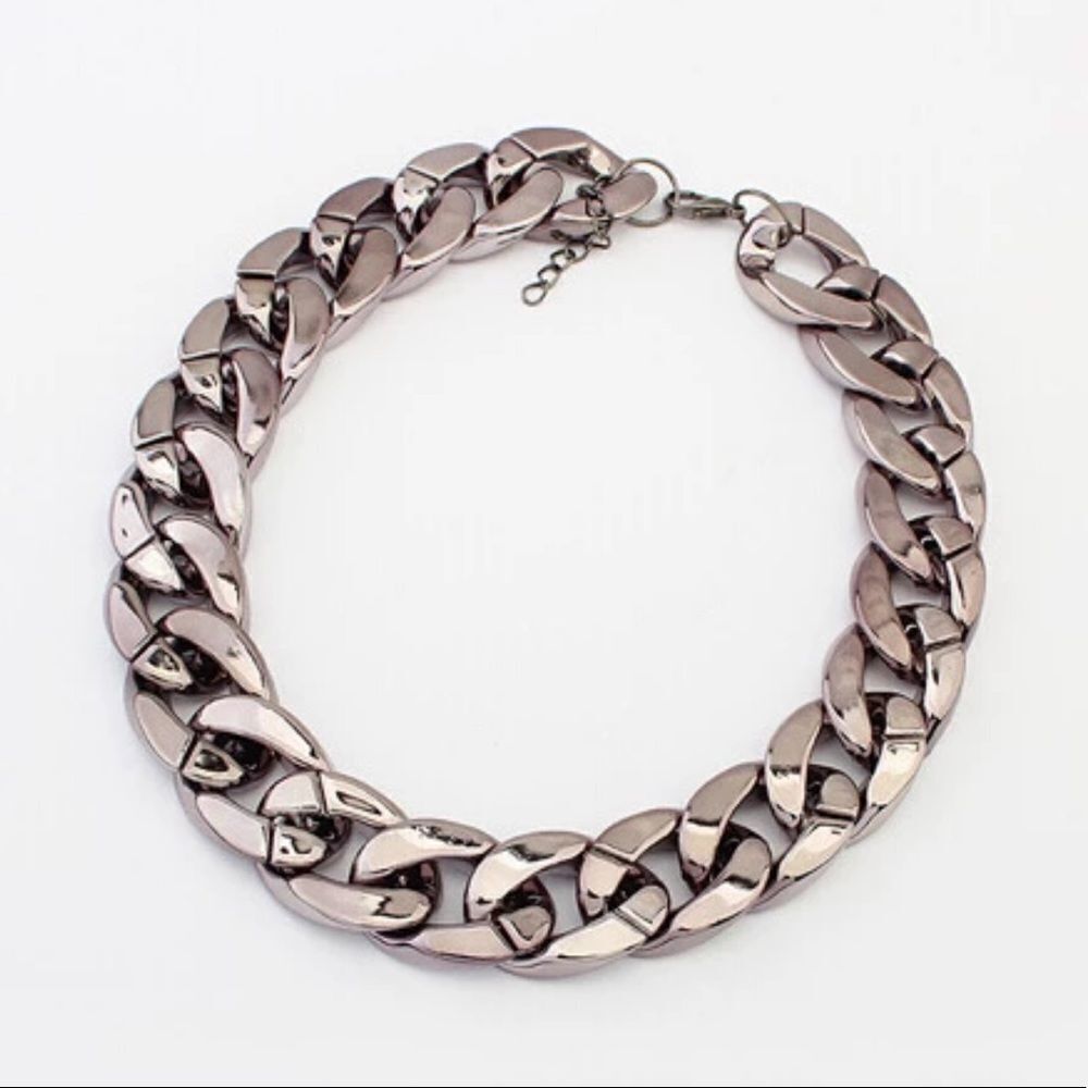 GUN METAL Chunky Faux Metal Choker